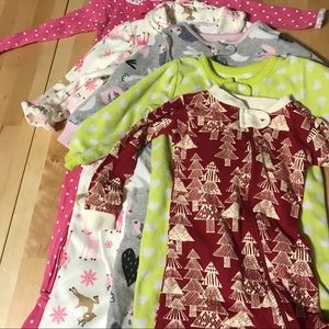 Lot 5 Baby Girl Footie Pajamas size 18 mo